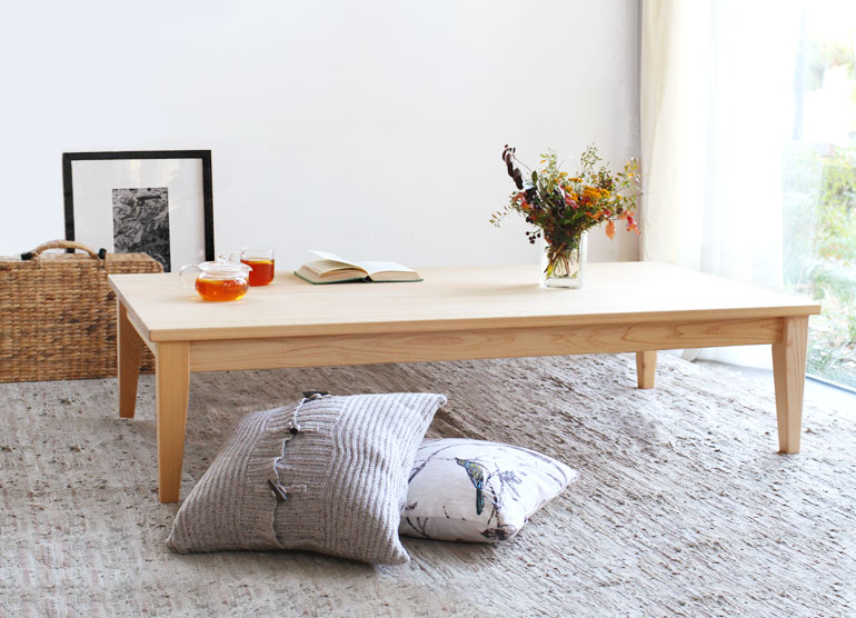 ローテーブル D hinoki | 上質な国産無垢材のダイニングテーブル | すこやかな無垢の家具 XYL (キシル)