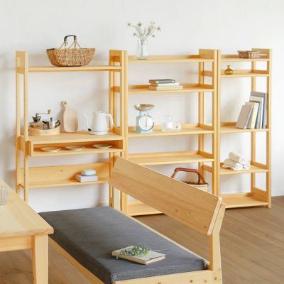 サイズ違いで壁面収納に<br>オープンラック 80 / オープンラック 60<br>デスクラック 80 / ソファC2.2