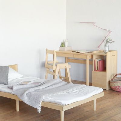 子ども部屋がやさしい雰囲気に<br>ベーシックセット 02（スノーグレー、momo）<br>ベッドF スタンダード S / ランドセルラック シングル