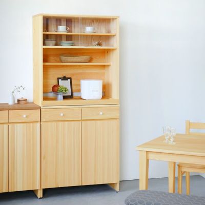 カウンターと並べて収納力アップ<br>キッチンボード A80 utility / キッチンカウンター A60<br>ダイニングテーブル D hinoki / Dチェア